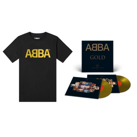 Gold (30th Anniversary) von ABBA - Gold Coloured 2LP + Logo T-Shirt jetzt im ABBA Official Store